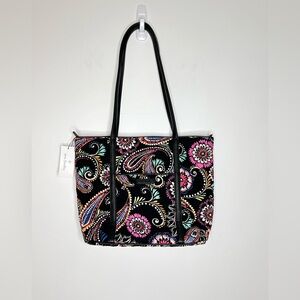 Vera Bradley Black Paisley Floral Tote Bag